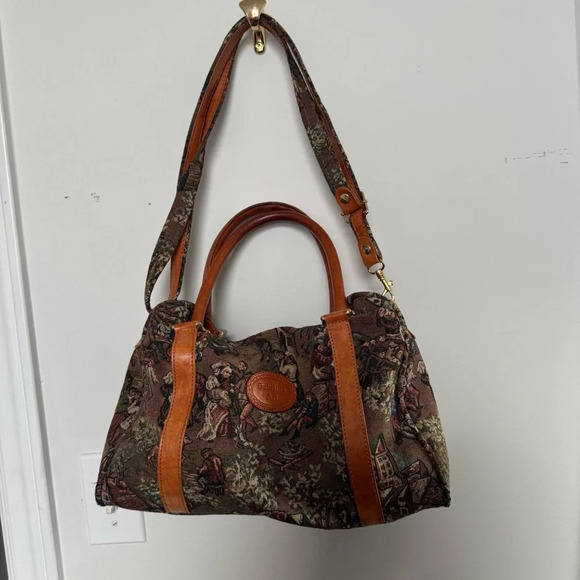 Goblins art vintage Tapestry with Brown Leather Accents duffle renaissance fairy - Picture 5 of 8